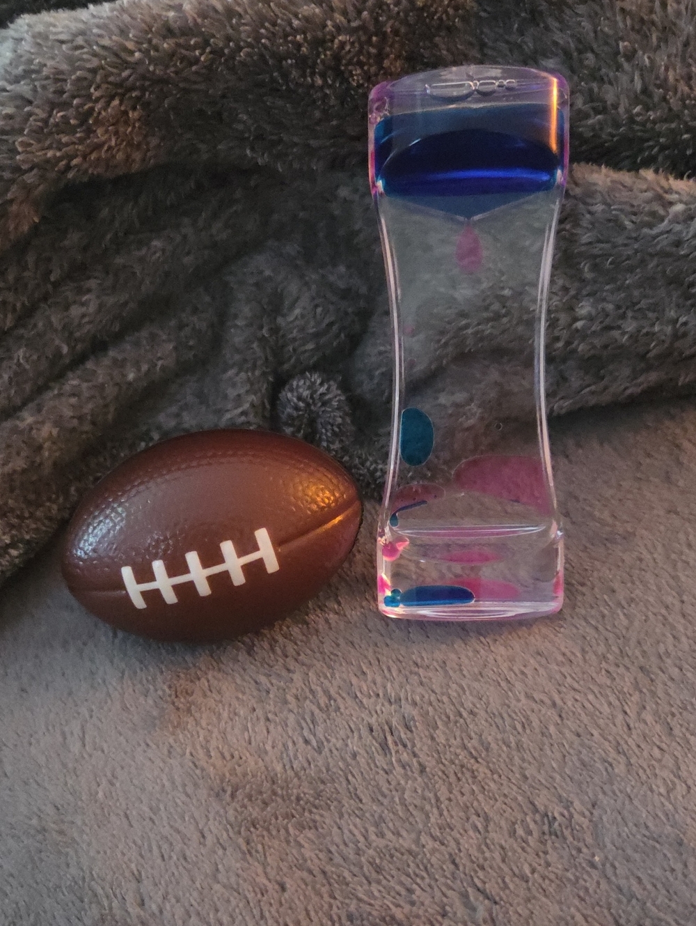 Clear Pink & Blue Liquid Motion Timer Decorative Accent & Toy Football